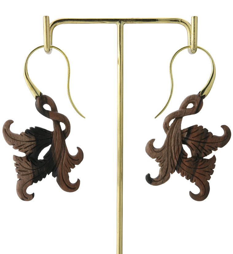 18G Opulent Brass Areng Wood Hangers / Earrings