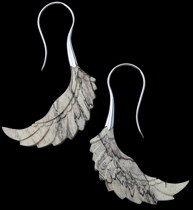 18G Pinion White Brass Tamarind Wood Hangers / Earrings