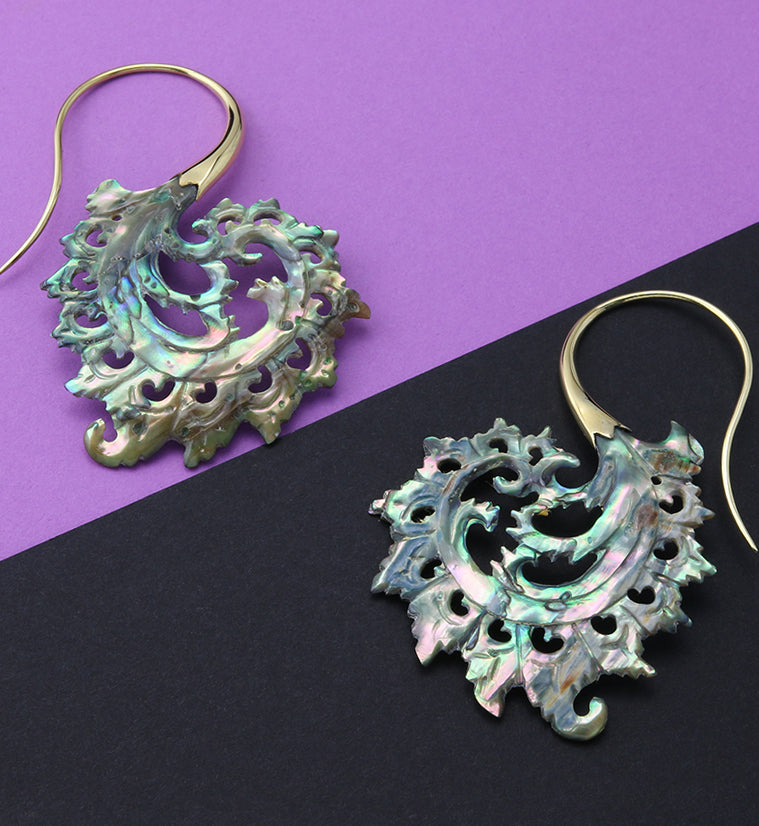 18G Plume Brass Abalone Hangers / Earrings