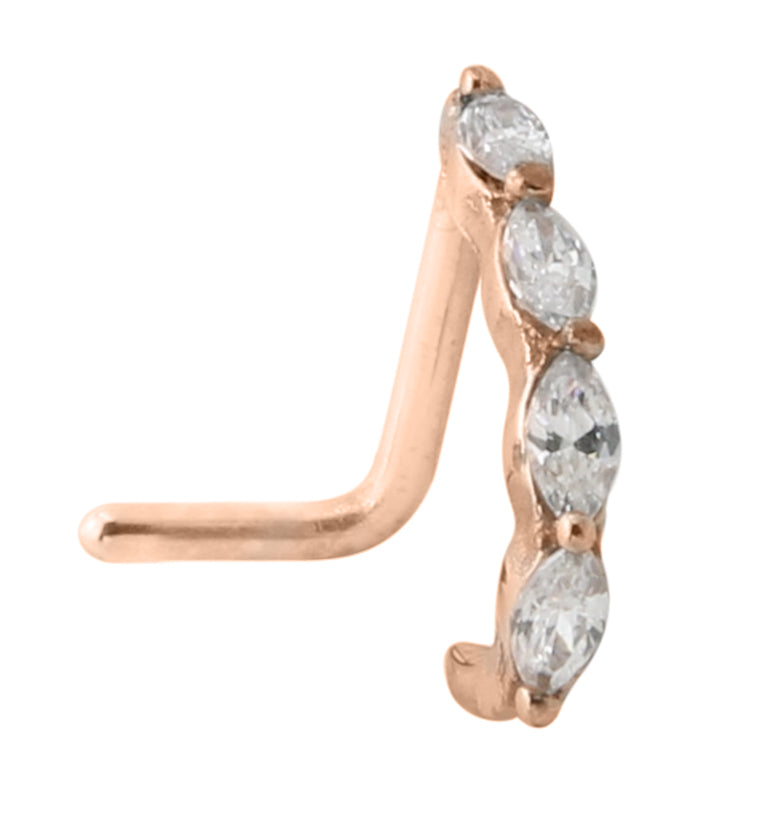 18G Rose Gold PVD Ribbon CZ Nose Curve