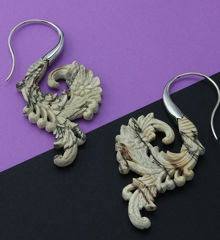 18G Sprig White Brass Tamarind Wood Hangers / Earrings