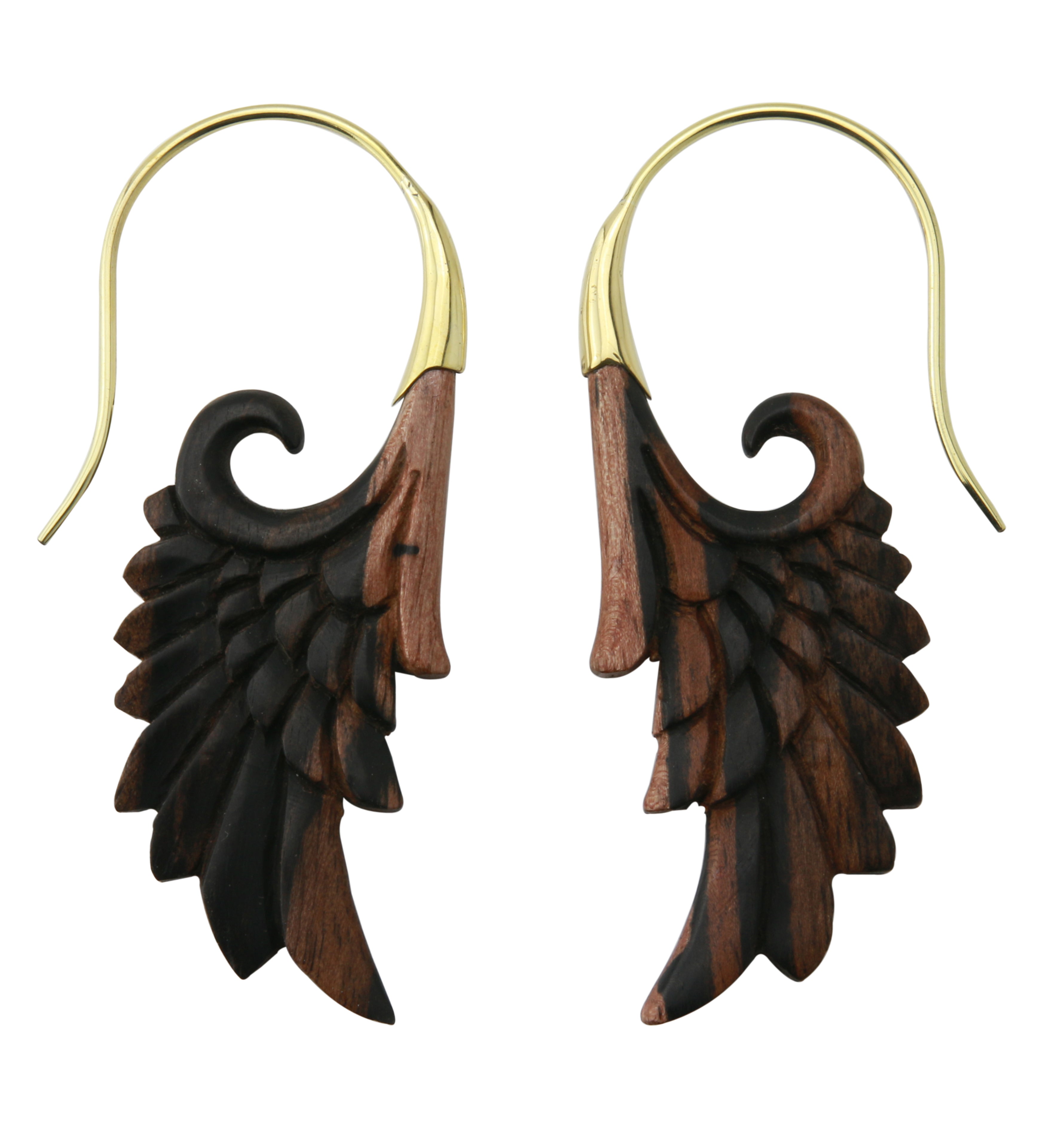 18G Wing Brass Wood Hangers / Earrings