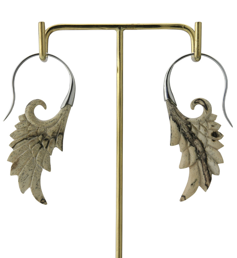 18G Wing White Brass Tamarind Wood Hangers / Earrings