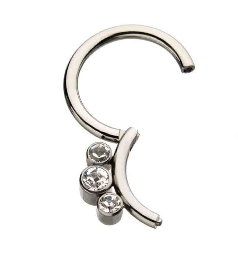 Titanium Hinged Triple CZ Segment Ring