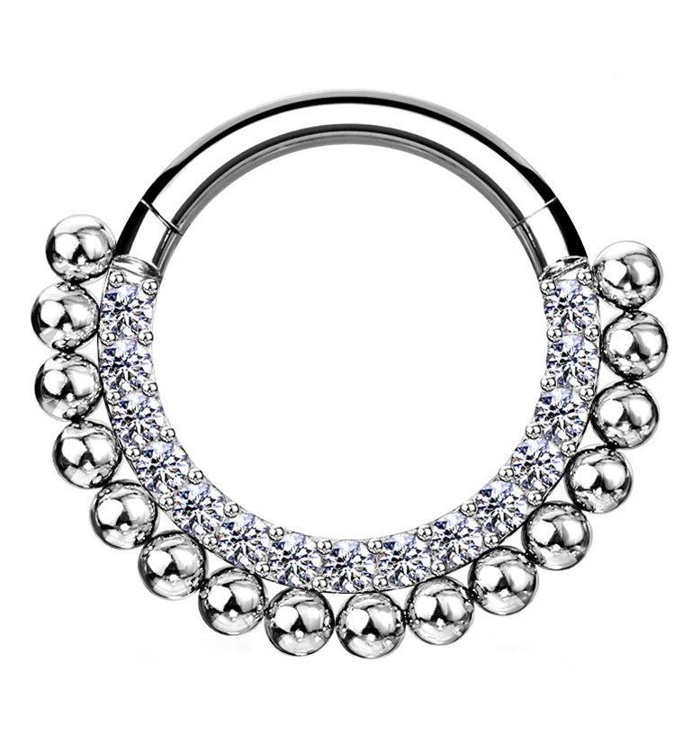 Arena Cluster Bead CZ Hinged Segment Hoop Ring
