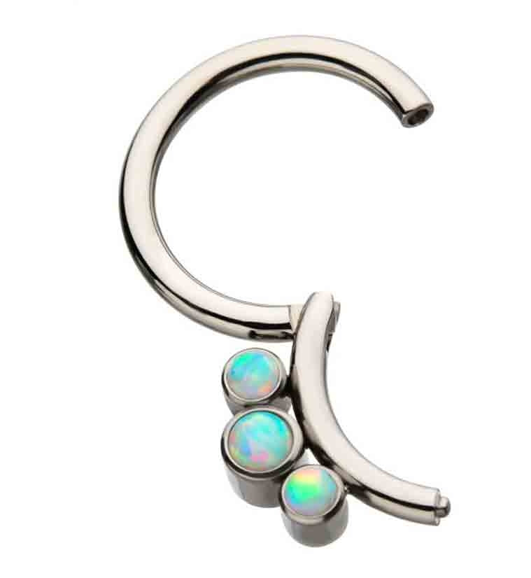 Titanium Hinged Triple Opalite Segment Ring