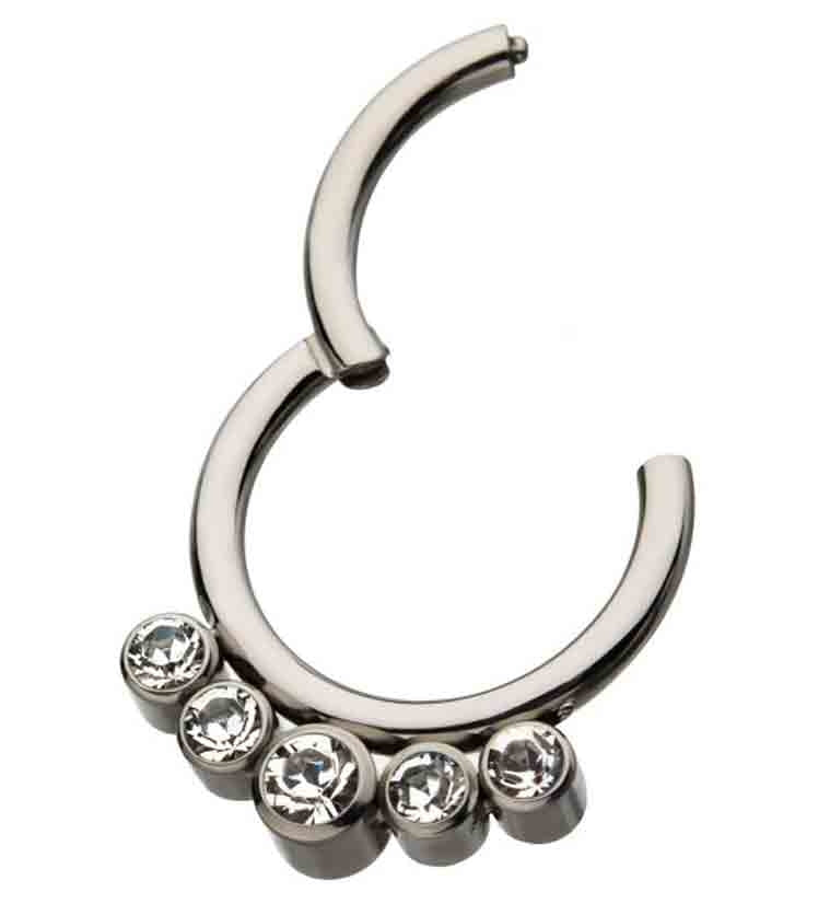 Titanium Hinged Multi CZ Segment Ring