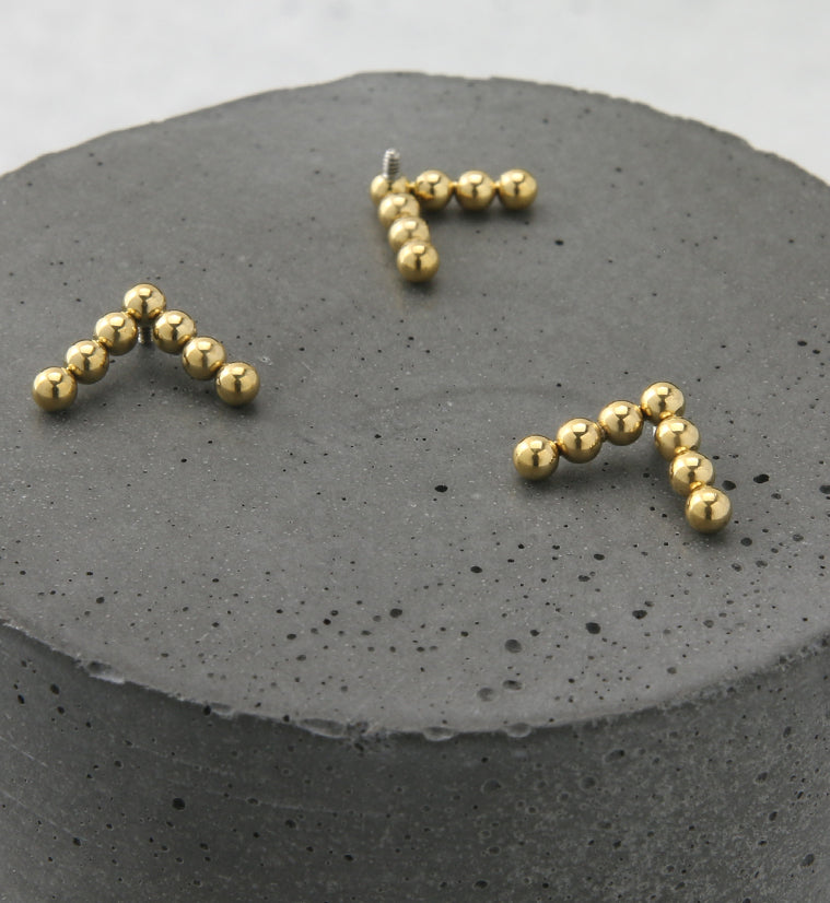 24kt Gold PVD Beaded Arrow Internally Threaded Titanium Top