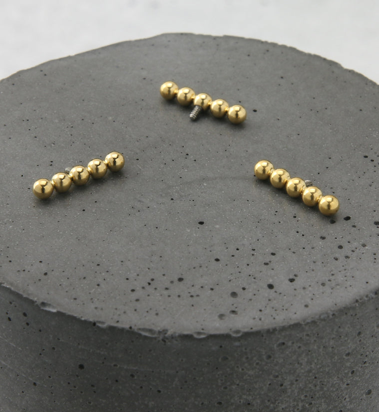 24kt Gold PVD Beaded Line Internally Threaded Titanium Top