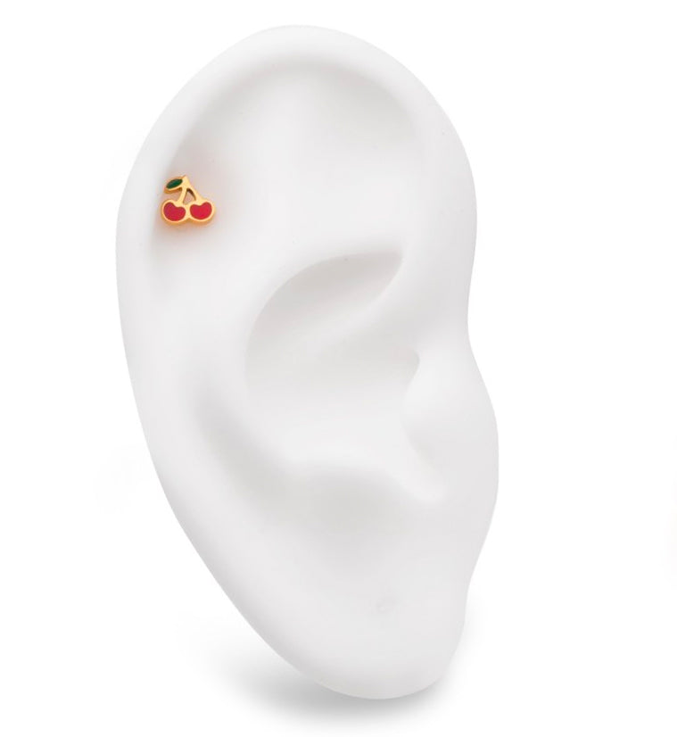 24kt Gold PVD Cherry Threadless Titanium Top