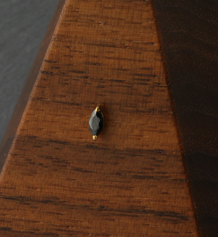 24kt Gold PVD Empress Black CZ Threadless Titanium Top