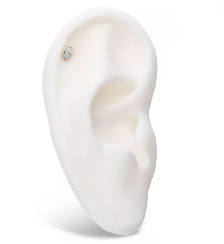 24kt Gold PVD Empress White Opalite Threadless Titanium Top