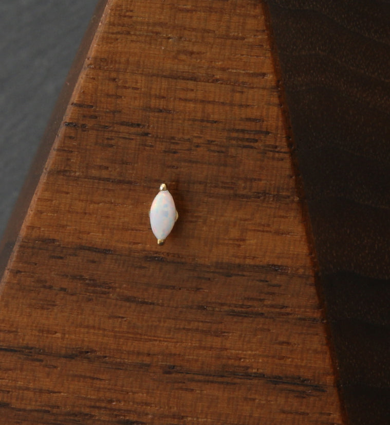 24kt Gold PVD Empress White Opalite Threadless Titanium Top