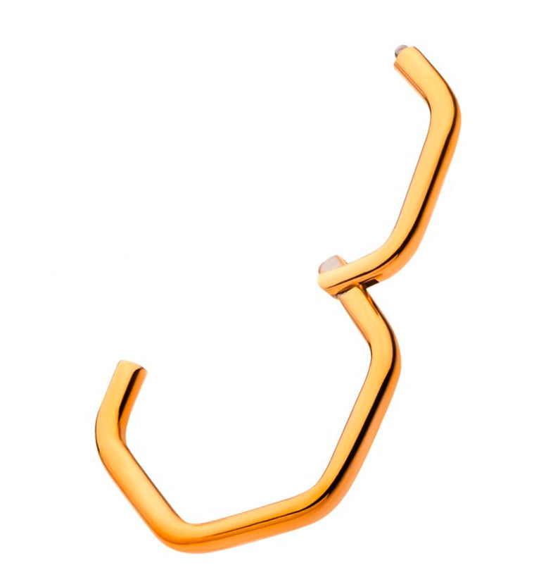 24kt Gold PVD Hex Titanium Hinged Segment Ring