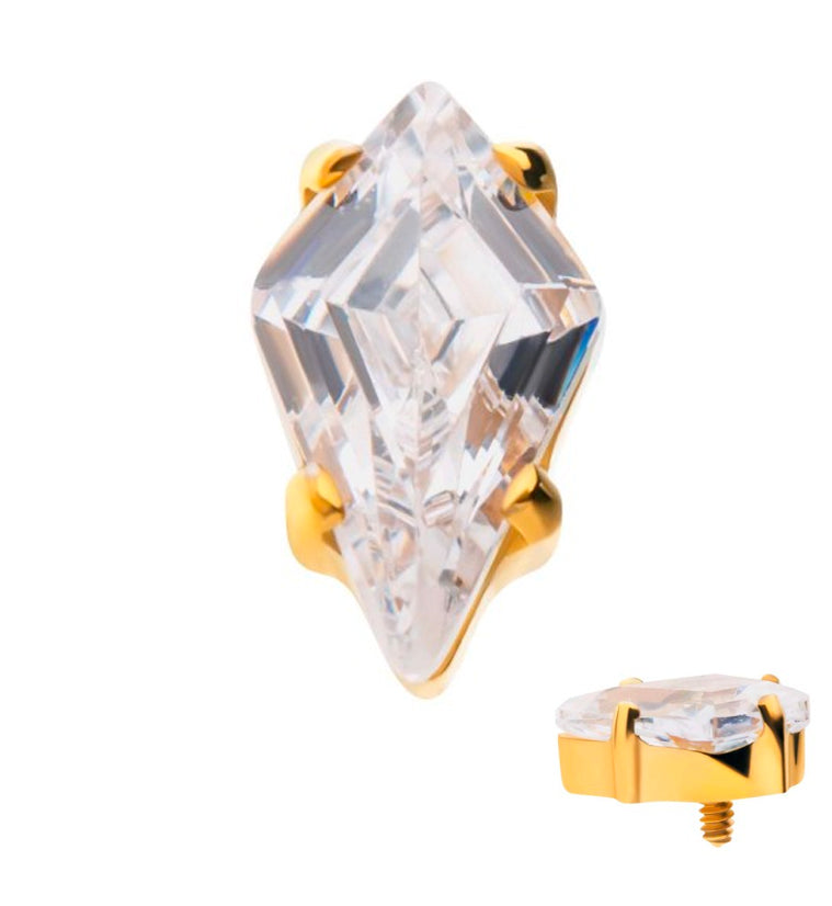 24kt Gold PVD Kite CZ Internally Threaded Titanium Top