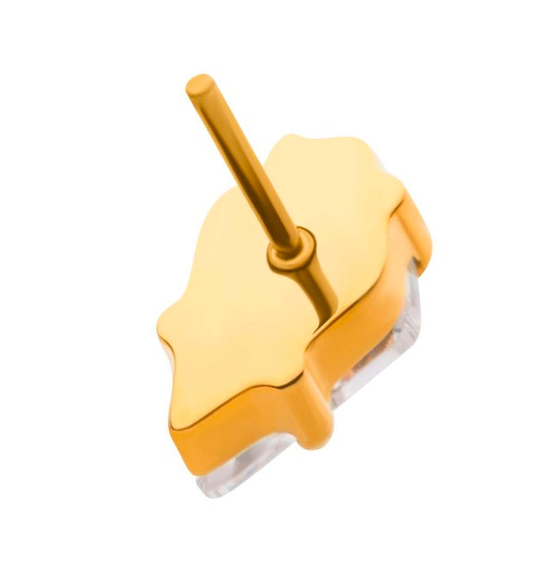 24kt Gold PVD Kite CZ Threadless Titanium Top