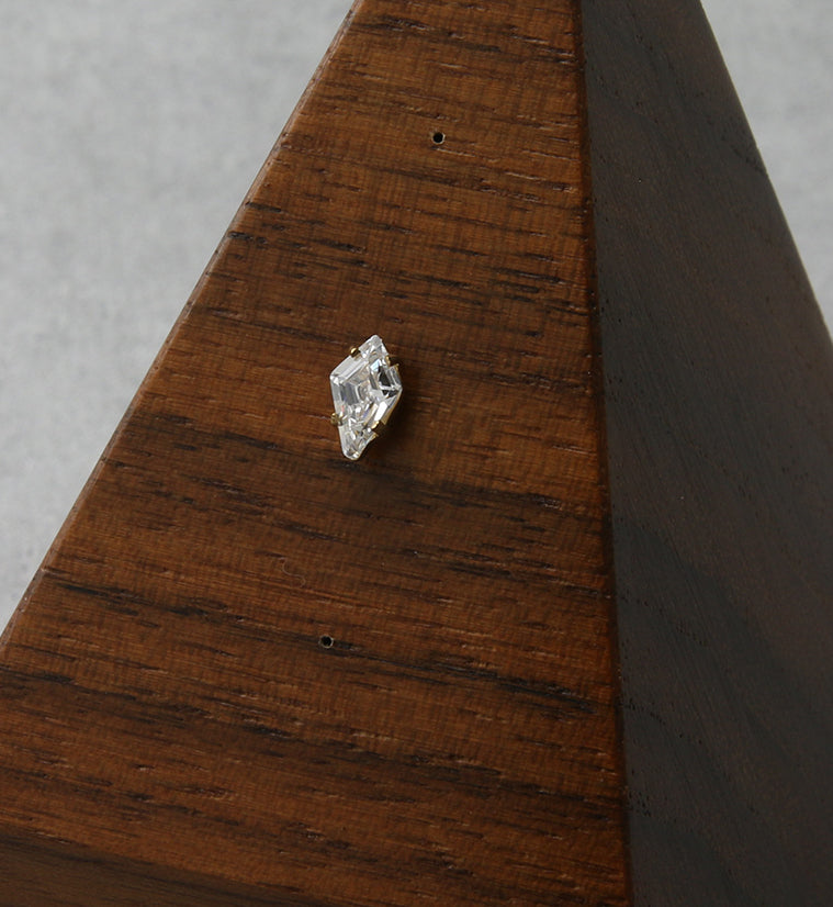 24kt Gold PVD Kite CZ Threadless Titanium Top