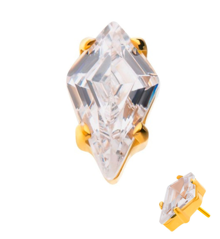 24kt Gold PVD Kite CZ Threadless Titanium Top