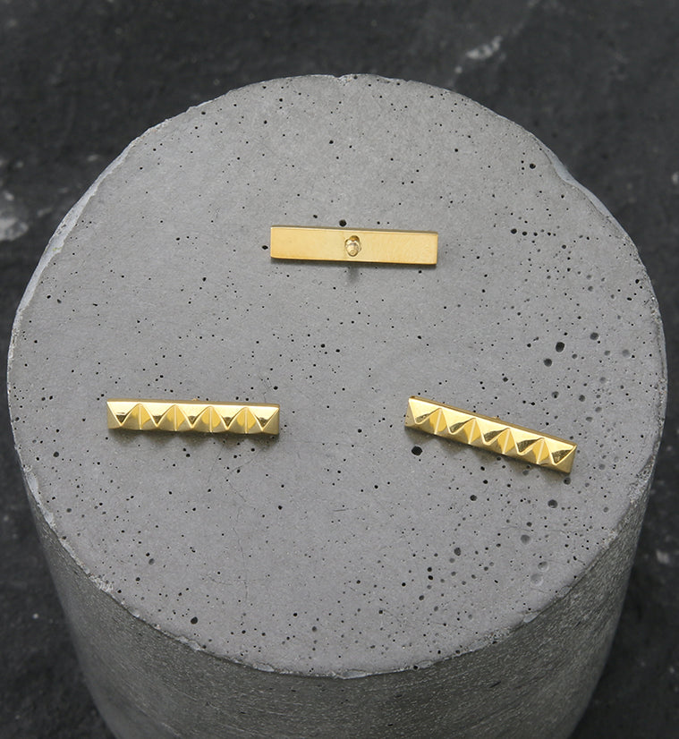 24kt Gold PVD Polyhedra Stud Internally Threaded Titanium Top