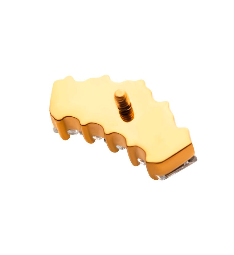 24kt Gold PVD Quinary CZ Internally Threaded Titanium Top