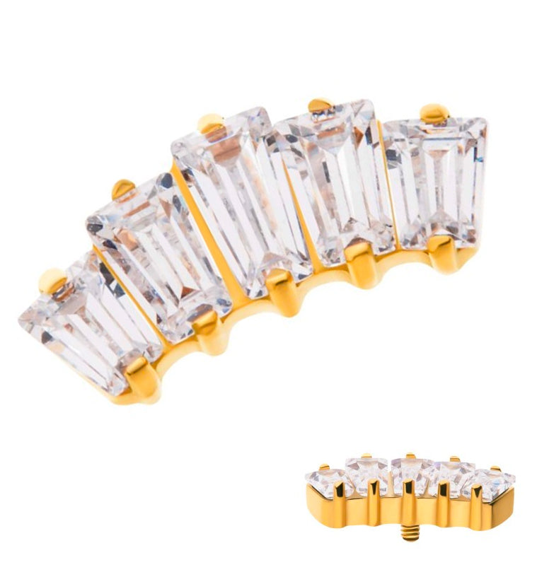 24kt Gold PVD Quinary CZ Internally Threaded Titanium Top