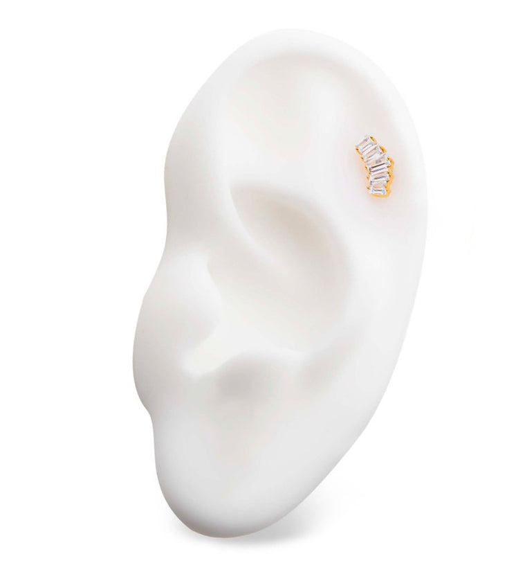 24kt Gold PVD Quinary CZ Threadless Titanium Top