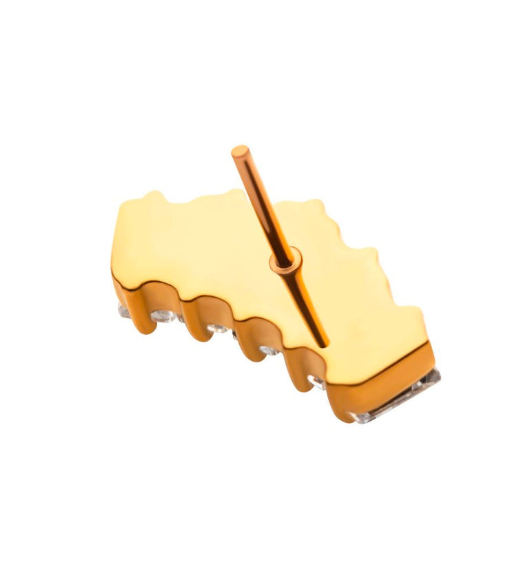 24kt Gold PVD Quinary CZ Threadless Titanium Top