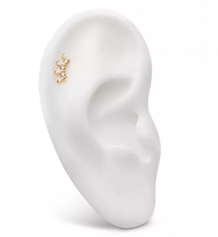 24kt Gold PVD Sequential Clear CZ Internally Threaded Titanium Top