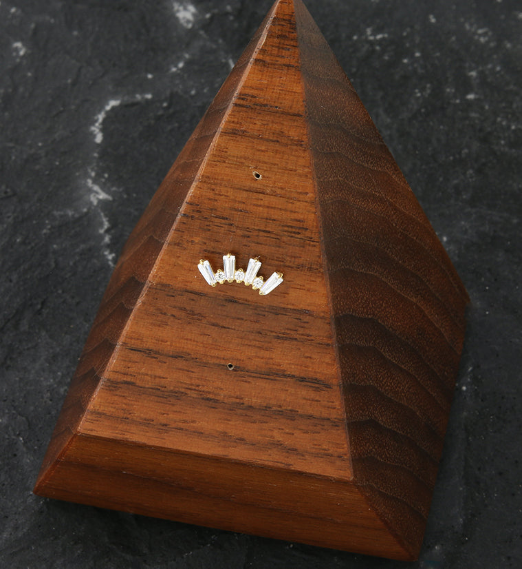 24kt Gold PVD Sequential Clear CZ Threadless Titanium Top