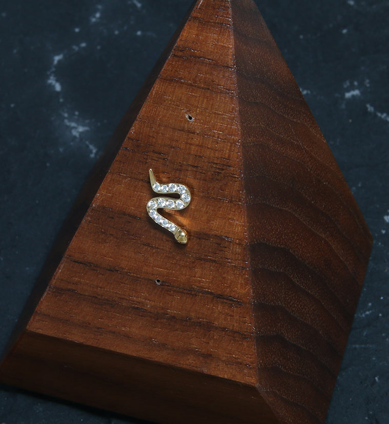 24kt Gold PVD Serpent CZ Threadless Titanium Top