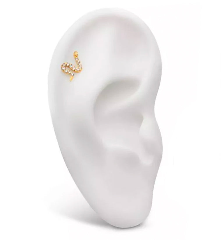 24kt Gold PVD Serpent CZ Threadless Titanium Top