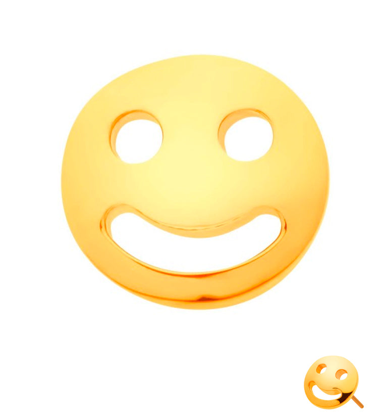 24kt Gold PVD Smiley Threadless Titanium Top