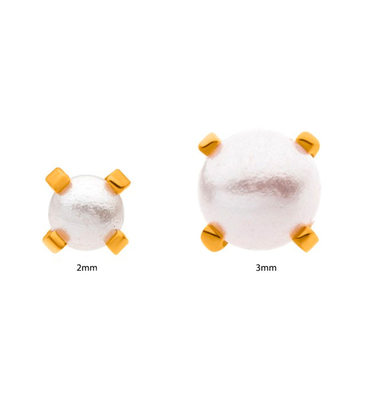 24kt Gold PVD Titanium White Pearl Threadless Top