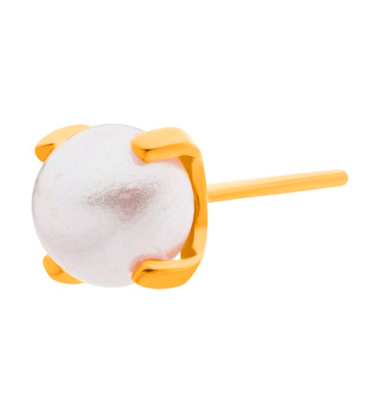 24kt Gold PVD Titanium White Pearl Threadless Top