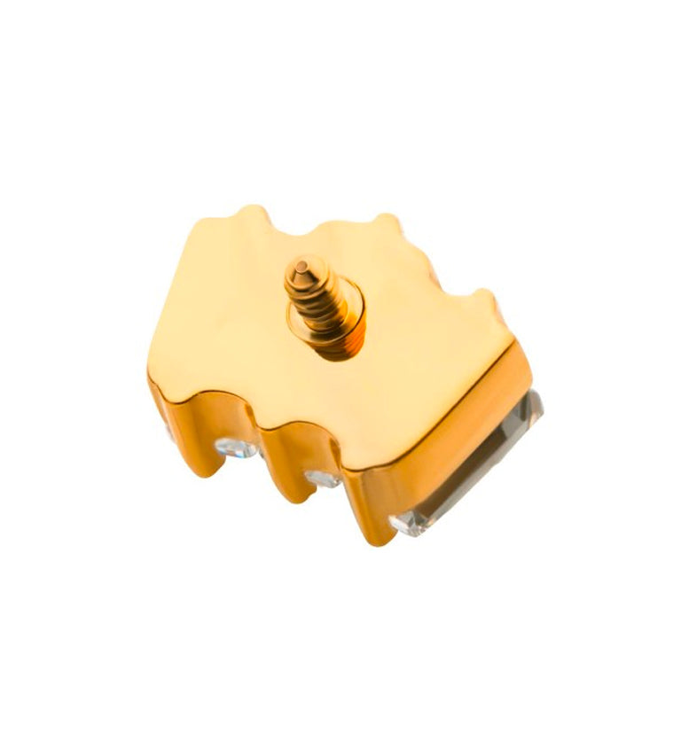 24kt Gold PVD Trinal CZ Internally Threaded Titanium Top