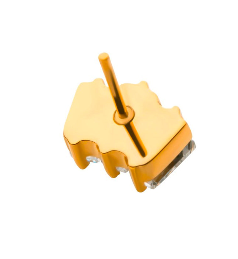 24kt Gold PVD Trinal CZ Threadless Titanium Top