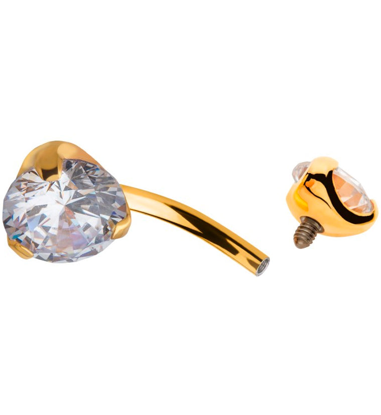 24kt Gold PVD Titanium Double CZ Belly Button Ring