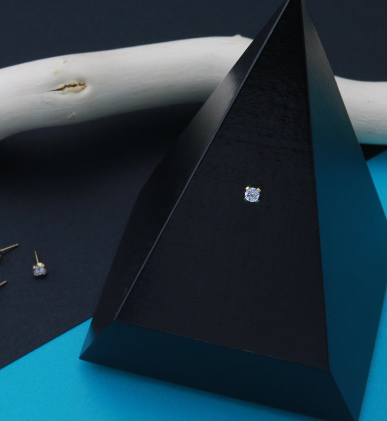 24kt Gold PVD Titanium Prong Set CZ Threadless Top