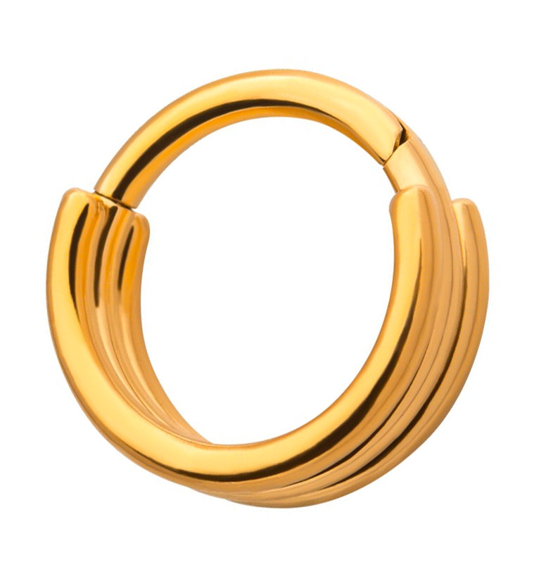 24kt Gold PVD Titanium Triple Bar Hinged Segment Ring