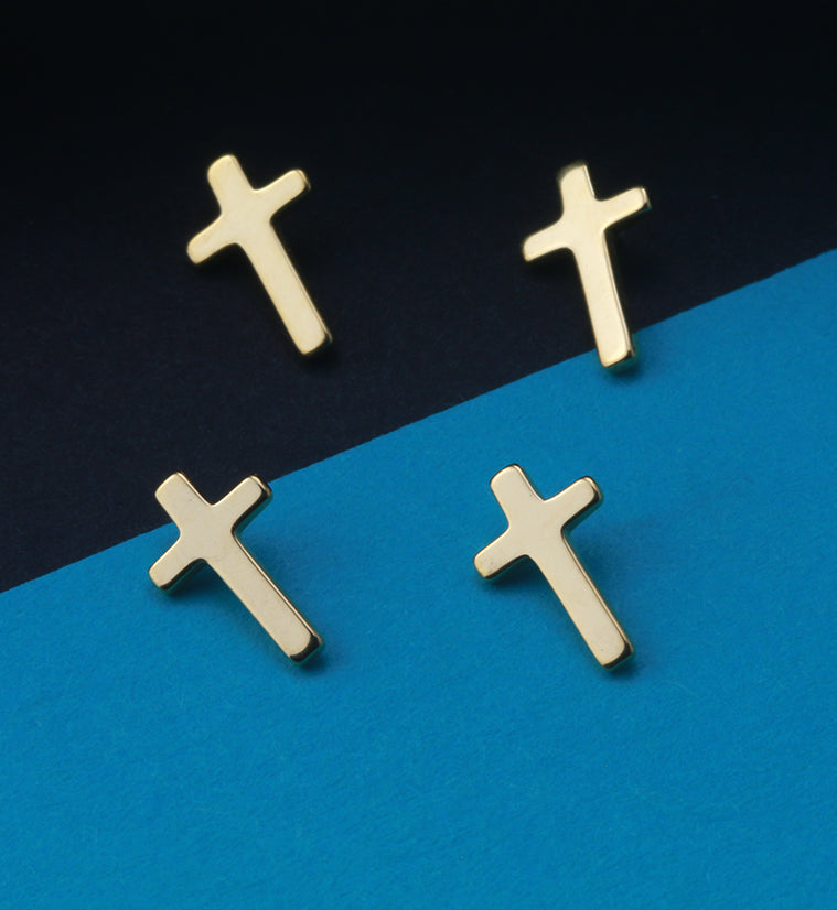 24k Gold PVD Titanium Cross Internally Threaded Top