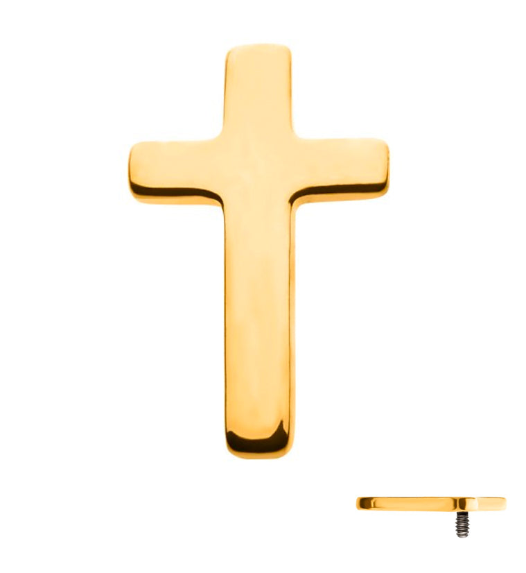 24k Gold PVD Titanium Cross Internally Threaded Top