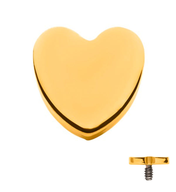 24k Gold PVD Titanium Heart Internally Threaded Top