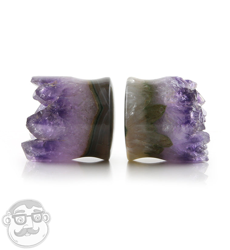 Raw Amethyst Plugs 1 Inch