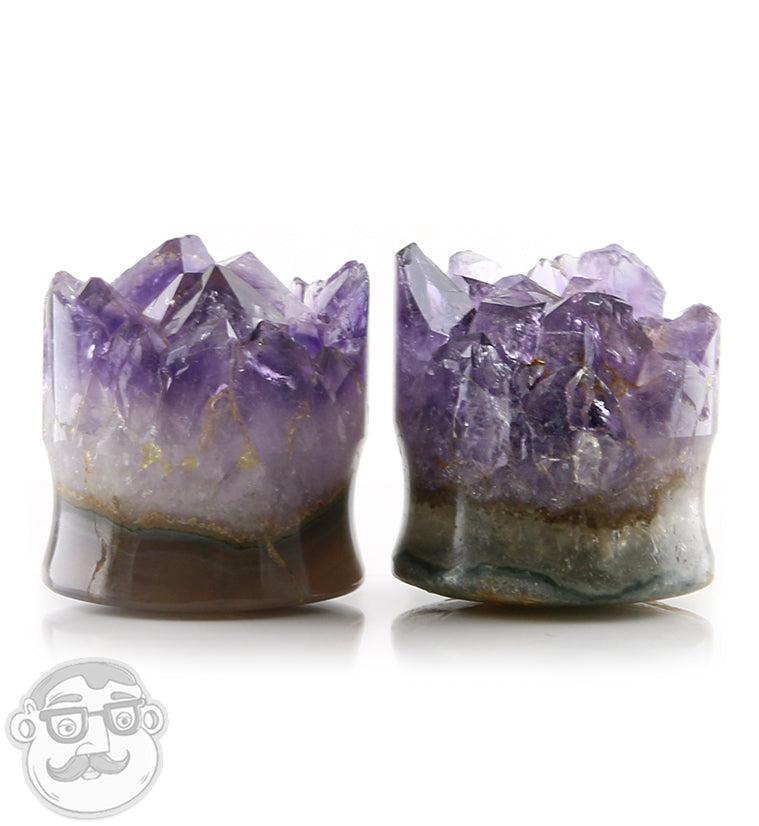 Raw Amethyst Plugs 1 Inch