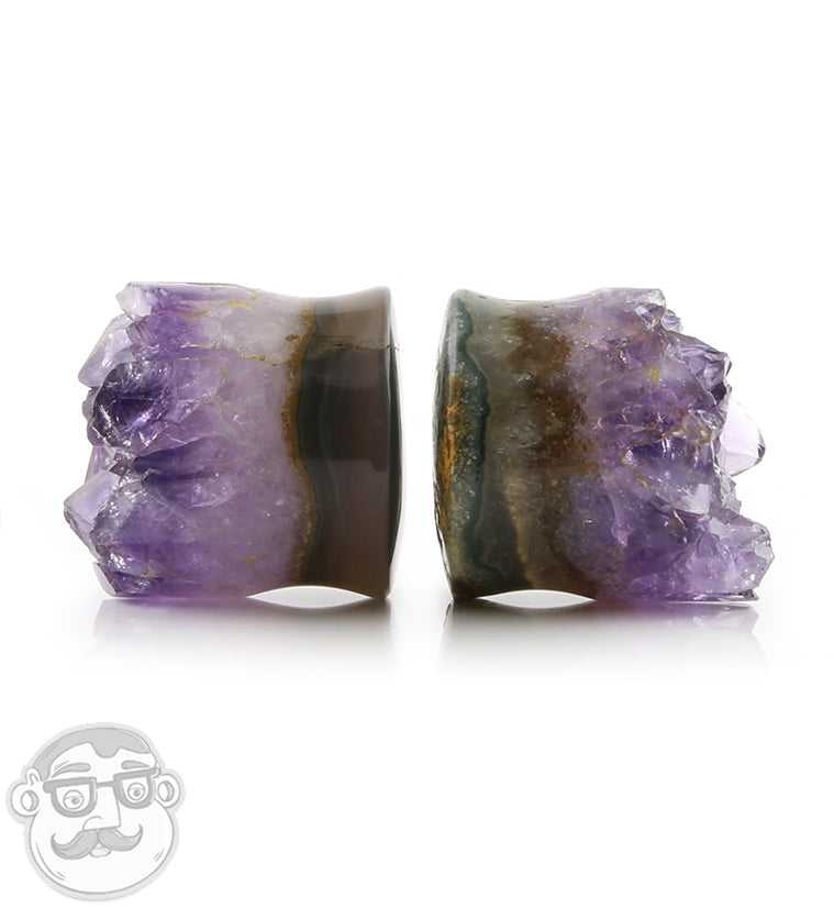 Raw Amethyst Plugs 1 Inch