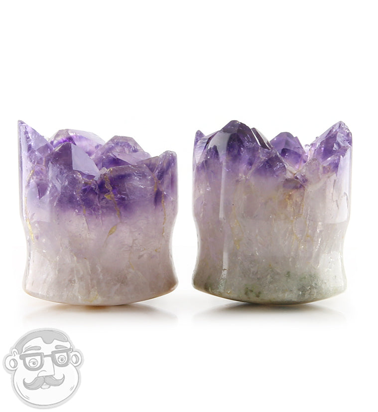 Raw Amethyst Plugs 1 Inch