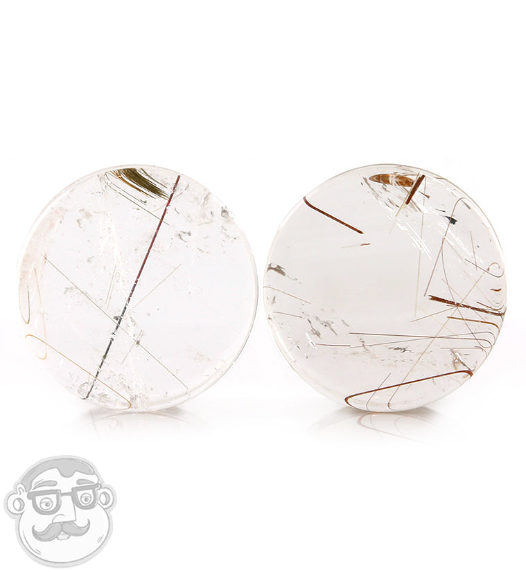 Rutilated Quartz Stone Plugs 1 Inch (25mm)