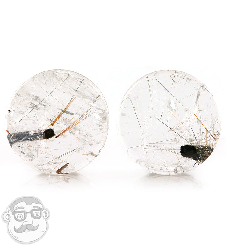 Rutilated Quartz Stone Plugs 1 Inch (25mm)