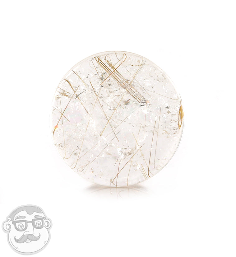 Rutilated Quartz Stone Plugs 1 Inch (25mm)