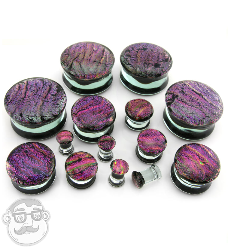 Arcadia Pink & Purple Dichroic Glass Plugs